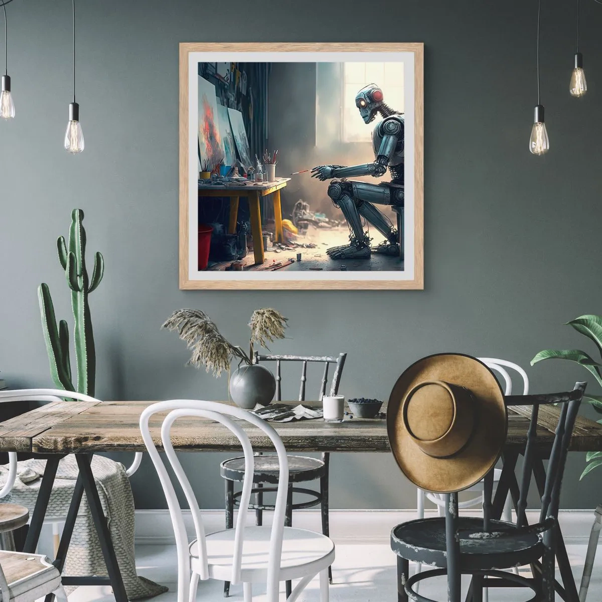 Póster en marco roble claro - El acto de creación - 30x30 cm