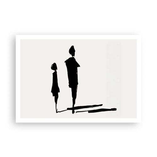 Póster - Siluetas de dos personas en negro sobre un fondo claro - 100x70cm - ¿Seguro que juntos? - Decoración de pared moderna para salón y dormitorio ARTTOR