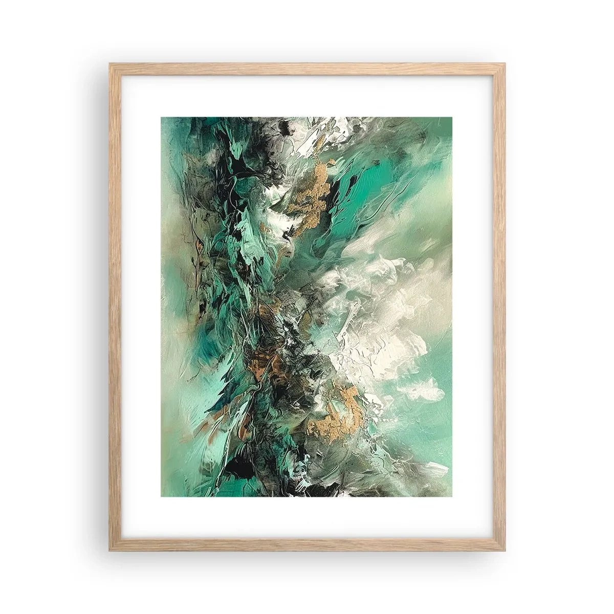 Póster en marco roble claro - Hervor negro esmeralda - 40x50 cm