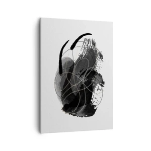 Cuadro sobre lienzo - Impresión de Imagen - Abstracción en negro y dorado sobre fondo blanco. - 50x70cm - Salió de la negrura - Decoración de pared moderna para salón y dormitorio ARTTOR