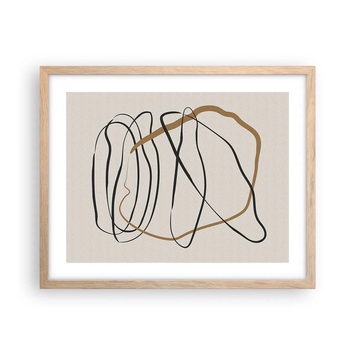 Póster en marco roble claro - Composición: danza lineal - 50x40 cm