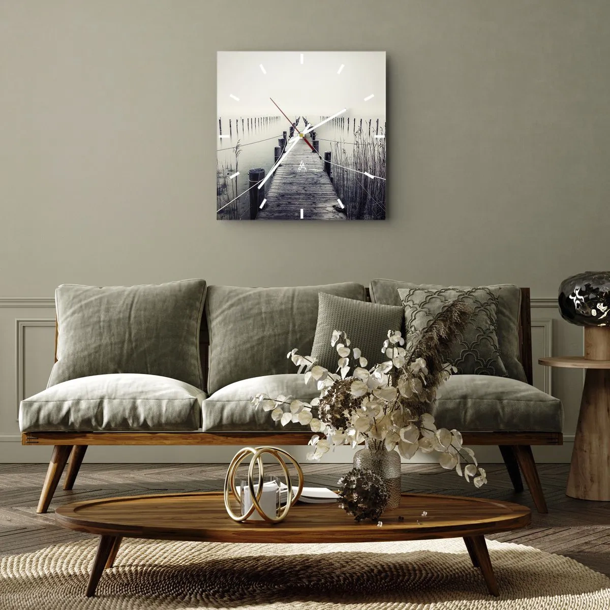 Reloj de pared - Reloj de vidrio - Sumergirse en la paz - 30x30 cm