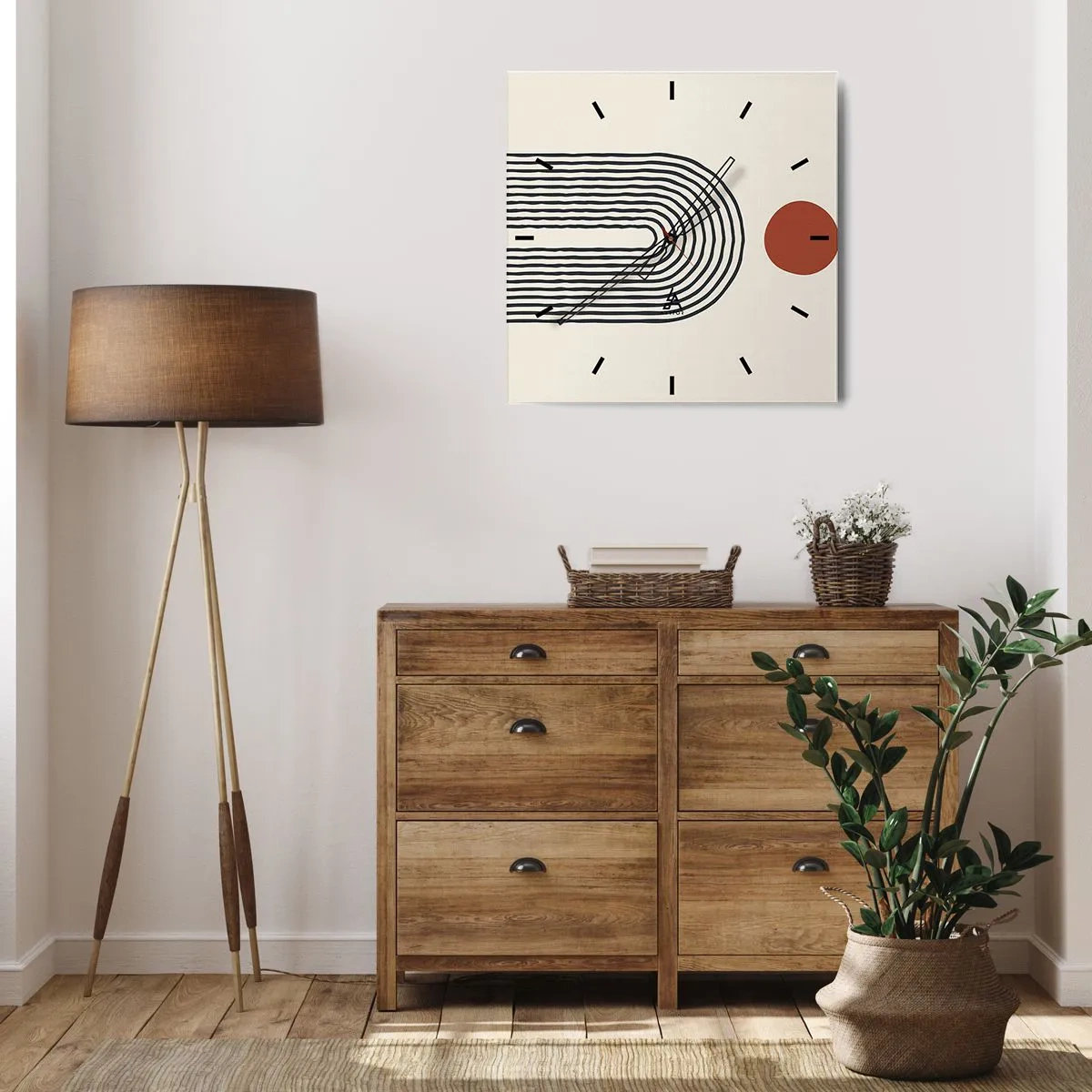 Reloj de pared - Reloj de vidrio - Magnetismo de formas y colores - 30x30 cm