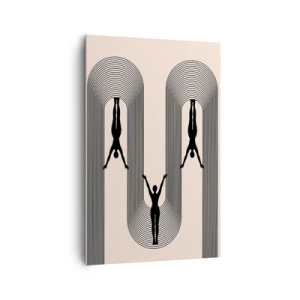 Cuadro sobre lienzo - Impresión de Imagen - Siluetas geométricas sobre un fondo beige - 80x120cm - Al revés, o no - Decoración de pared moderna para salón y dormitorio ARTTOR