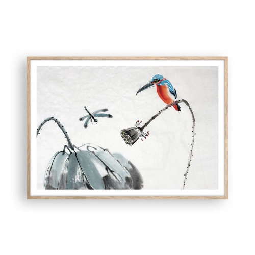 Póster en marco roble claro - La vida de la pradera - 100x70 cm