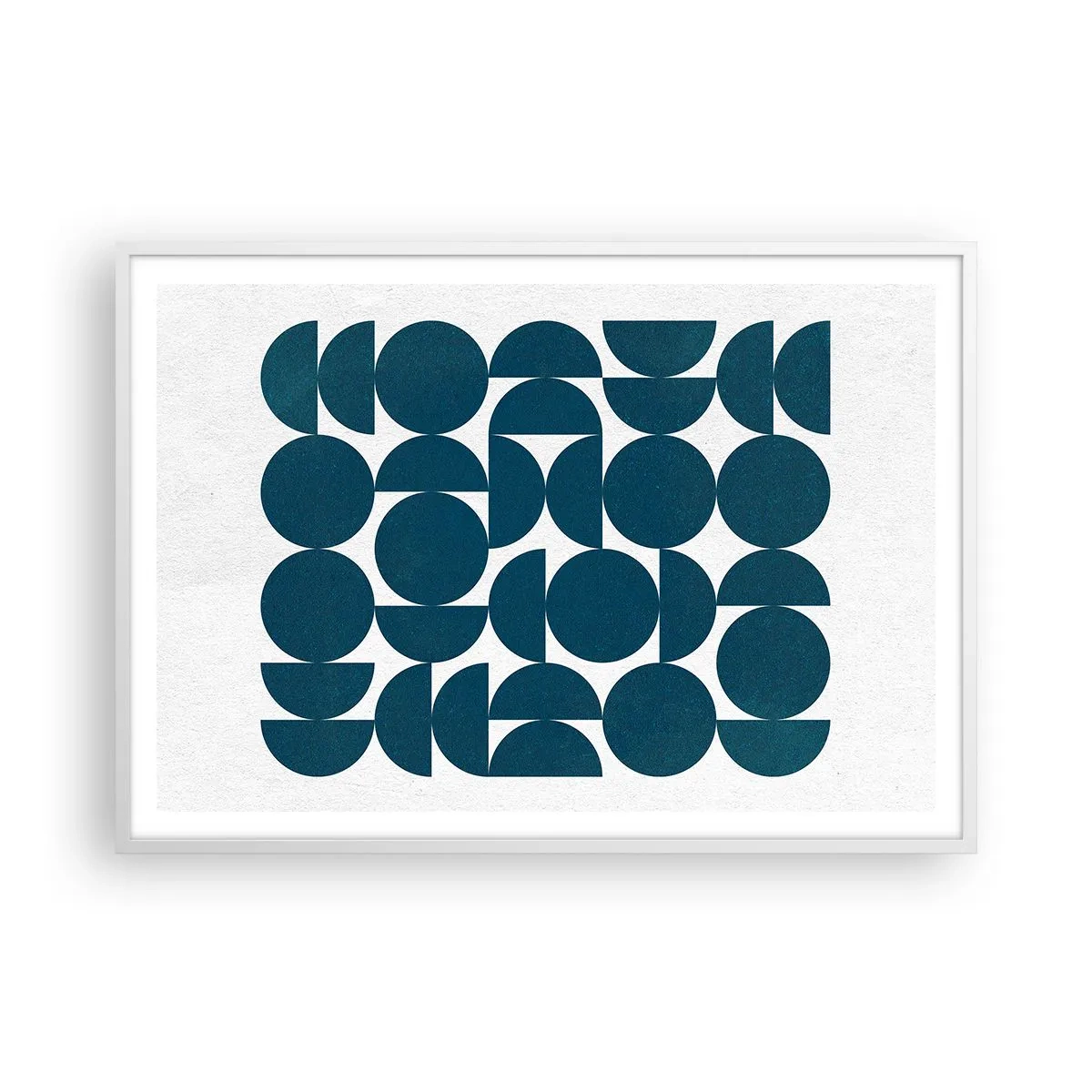 Póster en marco blanco - Círculos y semicírculos - 100x70 cm