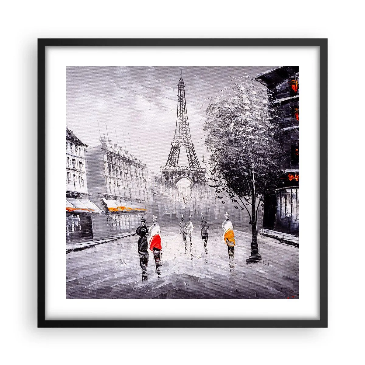 Póster en marco negro - Un paseo parisino - 50x50 cm
