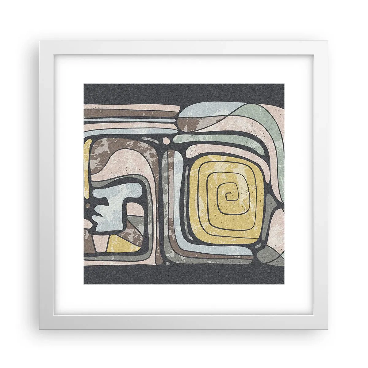Póster en marco blanco - Abstracción con espíritu precolombino - 30x30 cm