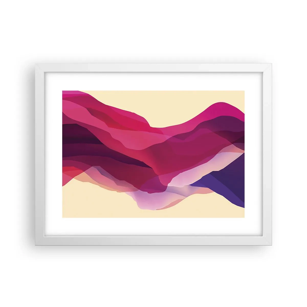 Póster en marco blanco - Ondas púrpuras - 40x30 cm