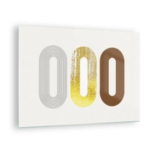 Cuadro sobre vidrio - Impresiones sobre Vidrio - Gráficos geométricos modernos en oro y bronce. - 70x50cm - ¡Ooo! - Decoración de pared moderna para salón y dormitorio ARTTOR