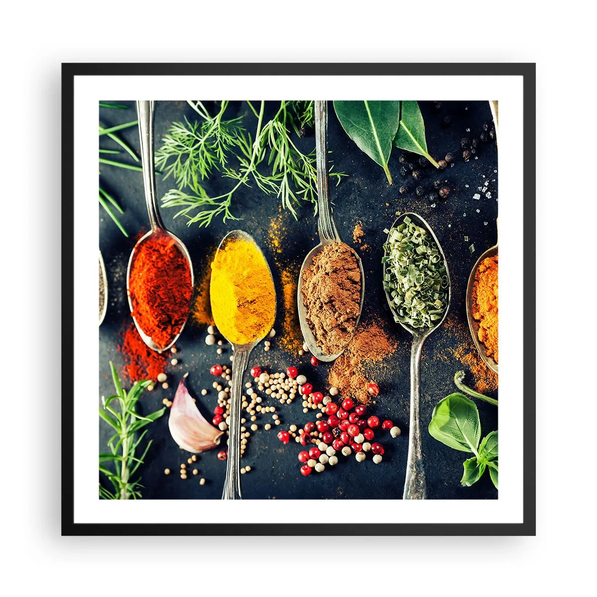 Póster en marco negro - Magia culinaria - 60x60 cm