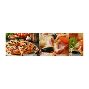 Muestra de fotomural Premium Sand - Delicioso aroma - Gastronomía, Pizza, Tomate - 100x30 cm