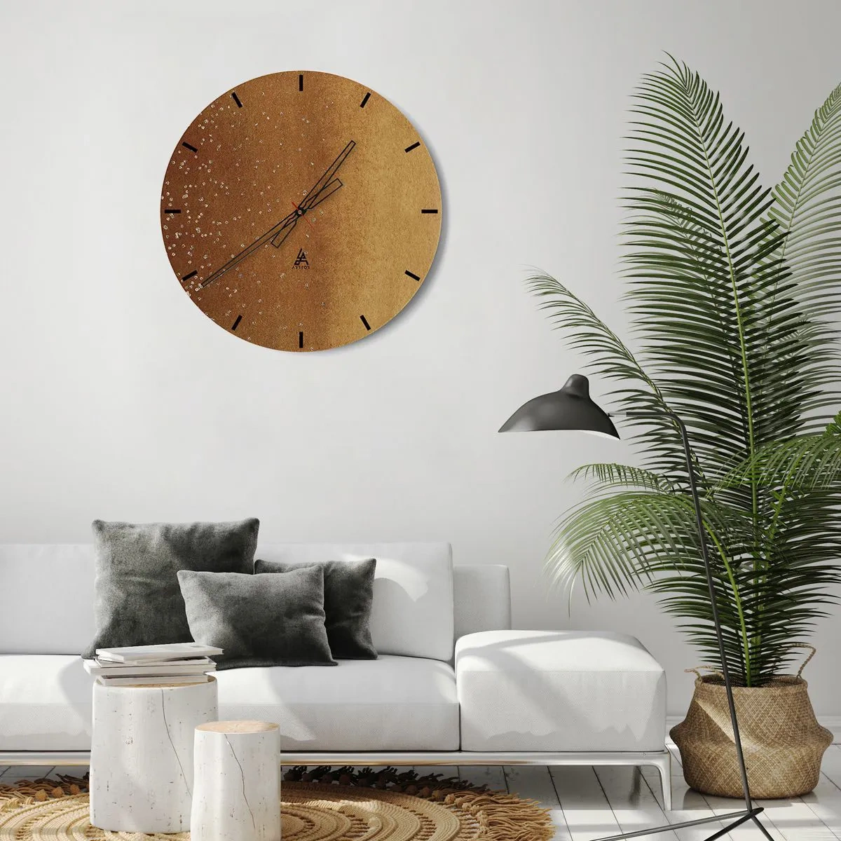 Reloj de pared - Reloj de vidrio - Un patrón abstracto dorado con reflejos sutiles y textura. - 30x30cm - Nacimiento de la luz - Decoración de pared moderna para salón, cocina y dormitorio ARTTOR