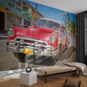 Fotomural Autadhesivo Deluxe Sticker - Solo en Cuba - Automotor, Auto Vintage, Arquitectura - 100x70 cm