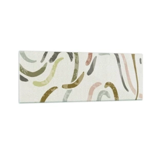 Cuadro sobre vidrio - Impresiones sobre Vidrio - Arcos abstractos en colores pastel - 140x50cm - La alegre danza de la abstracción - Decoración de pared moderna para salón y dormitorio ARTTOR