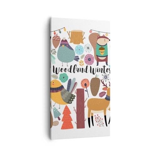 Cuadro sobre lienzo - Impresión de Imagen - Una Navidad de cuento en el bosque - 55x100 cm