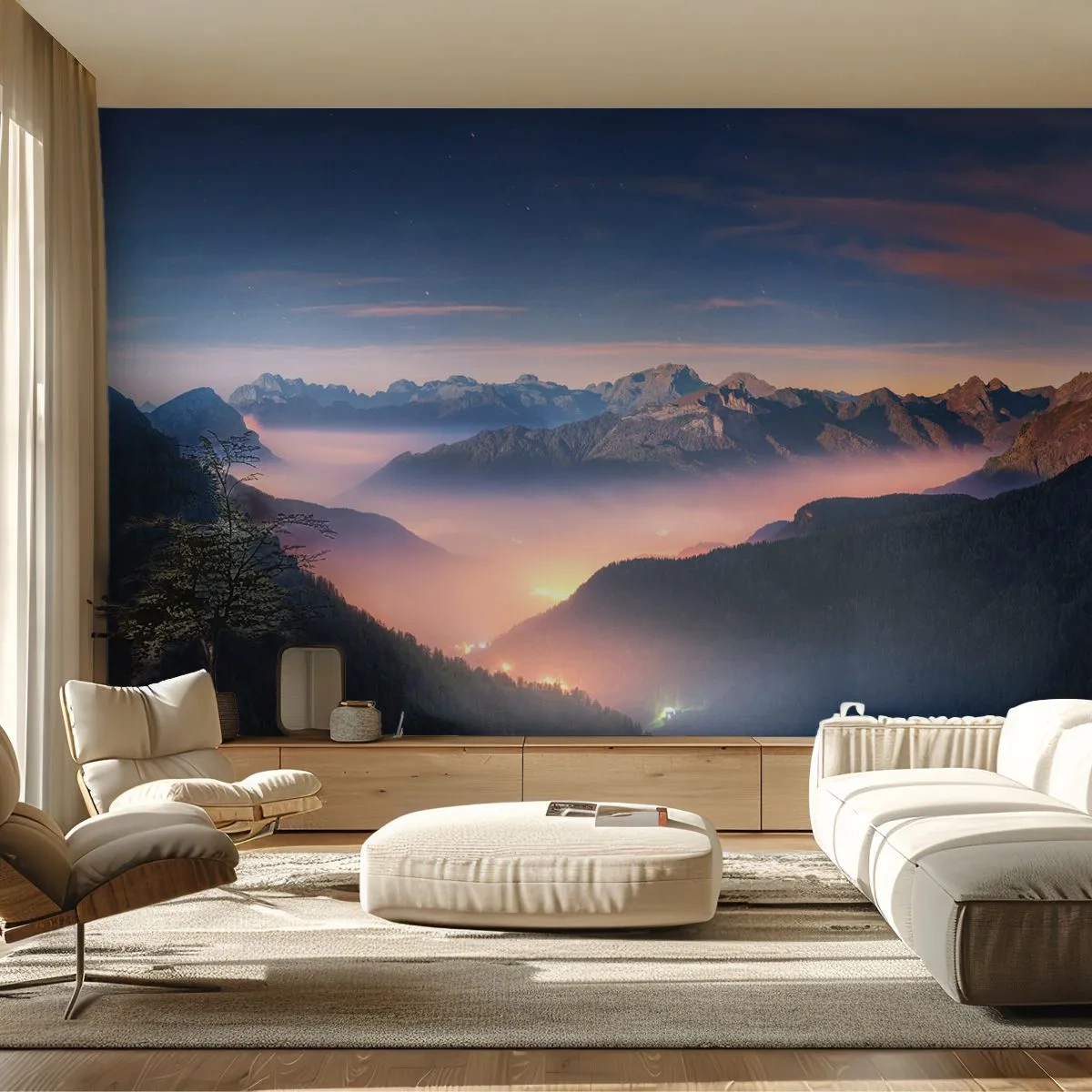 Fotomural Standard Eco - Luz en los valles - Paisaje, Montañas, Bosque - 200x140 cm