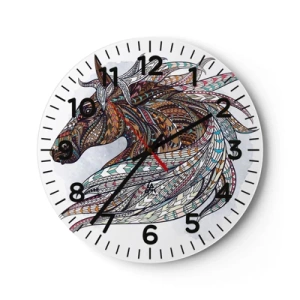 Reloj de pared - Reloj de vidrio - El corcel de un guerrero celta - 40x40 cm