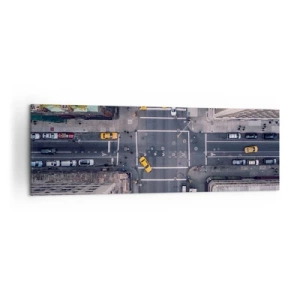Cuadro sobre lienzo - Impresión de Imagen - Vista aérea de una calle concurrida de la ciudad - 160x50cm - Una simple elección - Decoración de pared moderna para salón y dormitorio ARTTOR