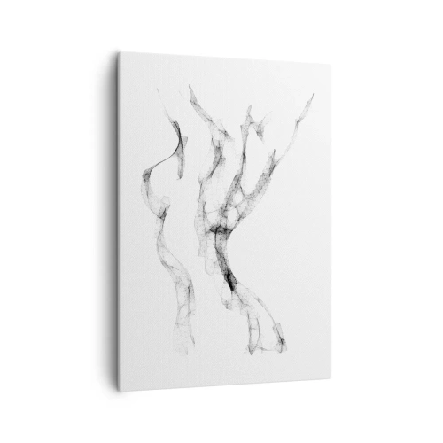 Cuadro sobre lienzo - Impresión de Imagen - Líneas delicadas y abstractas que se asemejan a estelas de humo sobre un fondo claro. - 50x70cm - Hermosa y fuerte - Decoración de pared moderna para salón y dormitorio ARTTOR
