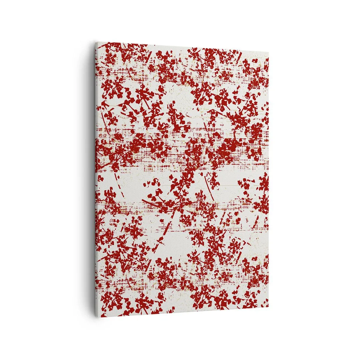 Cuadro sobre lienzo - Impresión de Imagen - Flores rojas sobre un fondo blanco en un estilo artístico. - 50x70cm - Como un viejo percal - Decoración de pared moderna para salón y dormitorio ARTTOR