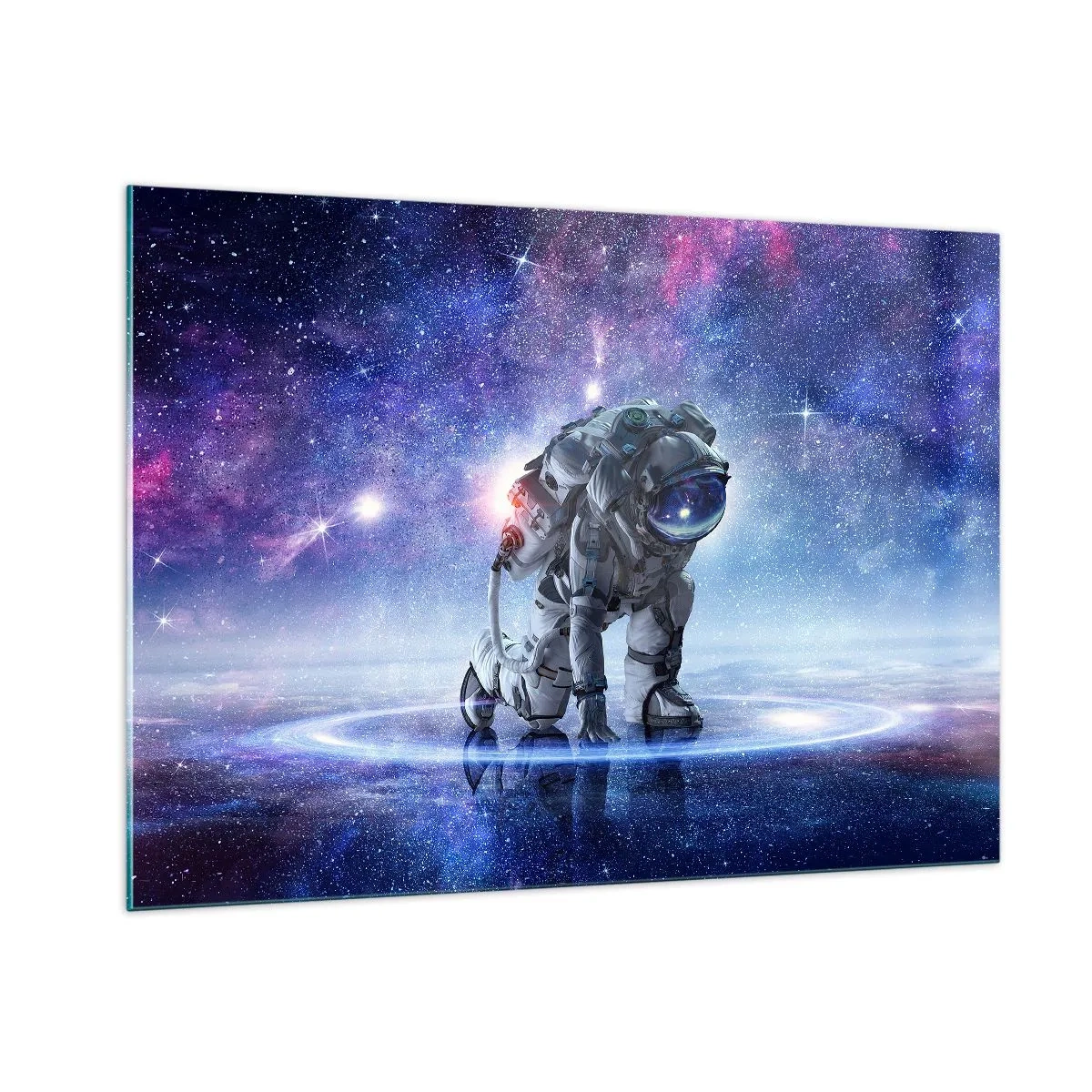 Cuadro sobre vidrio - Impresiones sobre Vidrio - Astronauta en el espacio contra el cielo estrellado - 100x70cm - Cielo estrellado sobre mí - Decoración de pared moderna para salón y dormitorio ARTTOR