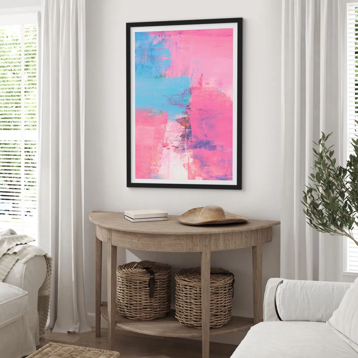 Póster en marco negro - Rosa, azul y una pizca de luz - 30x40 cm