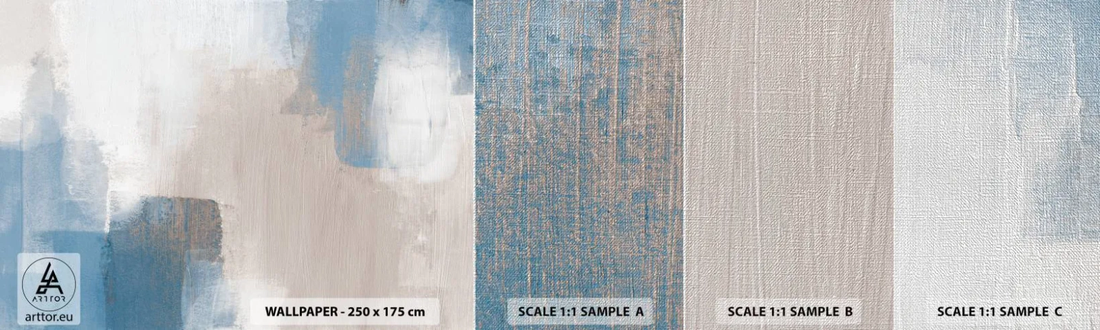 Muestra de fotomural Premium Canvas - Abstracción rosa tras un velo azul - Pedazo, Contemporáneo, pinturas - 100x30 cm