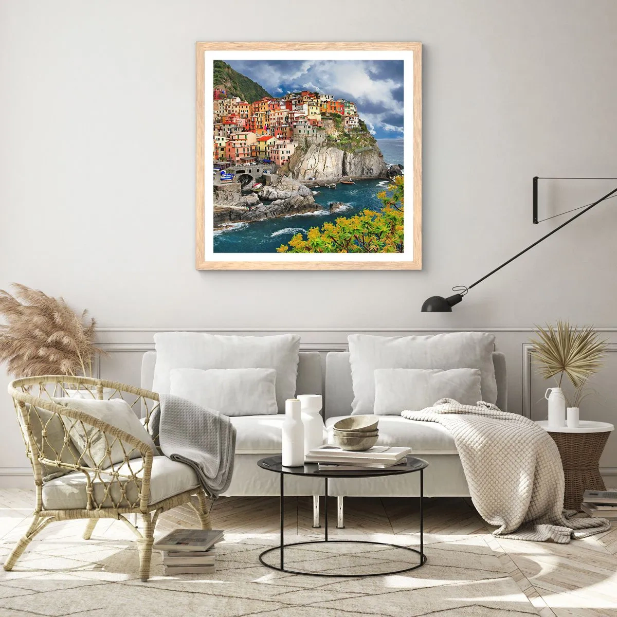 Póster en marco roble claro - En el acantilado - 40x40 cm