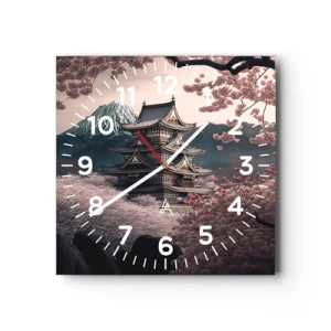 Reloj de pared - Reloj de vidrio - Tierra de cerezos en flor - 30x30 cm