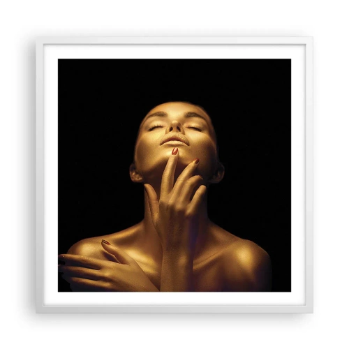 Póster en marco blanco - Como seda dorada - 60x60 cm