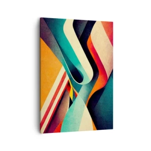 Cuadro sobre lienzo - Impresión de Imagen - Ondas abstractas coloridas en una composición dinámica - 50x70cm - Composición intensa - Decoración de pared moderna para salón y dormitorio ARTTOR