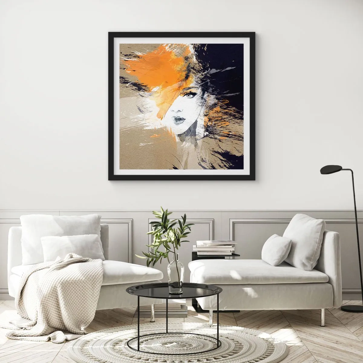 Póster en marco negro - Y se convierte en luz - 40x40 cm