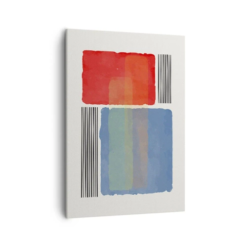 Cuadro sobre lienzo - Impresión de Imagen - Composición geométrica con bloques y líneas de colores. - 50x70cm - Espíritu y alma de la geometría - Decoración de pared moderna para salón y dormitorio ARTTOR