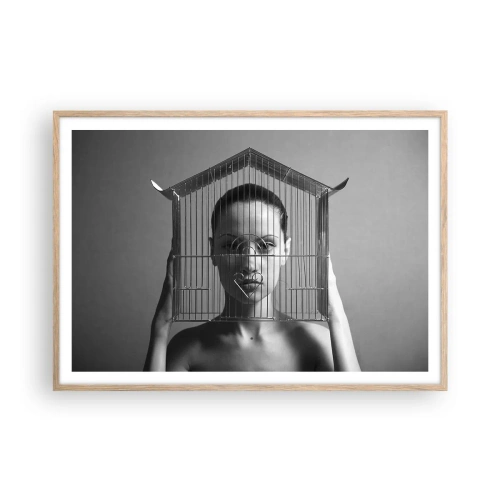 Póster en marco roble claro - Un retrato algo surrealista - 100x70 cm