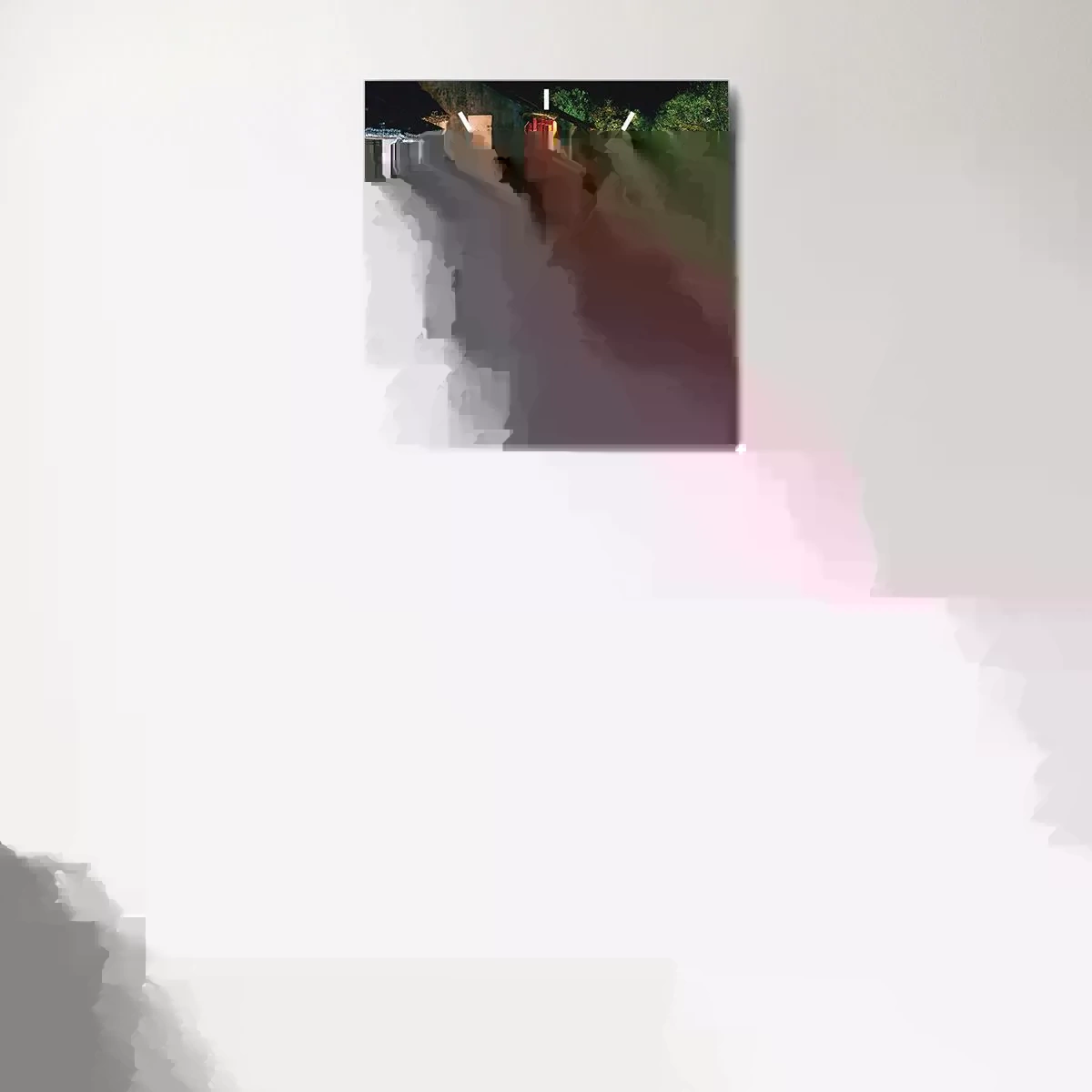 Reloj de pared - Reloj de vidrio - Noche en una calle china - 30x30 cm