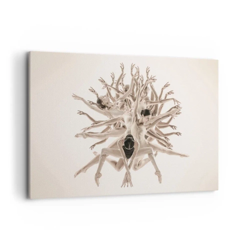 Cuadro sobre lienzo - Impresión de Imagen - Composición abstracta de bailarines en movimiento. - 120x80cm - Floreciendo en la danza - Decoración de pared moderna para salón y dormitorio ARTTOR