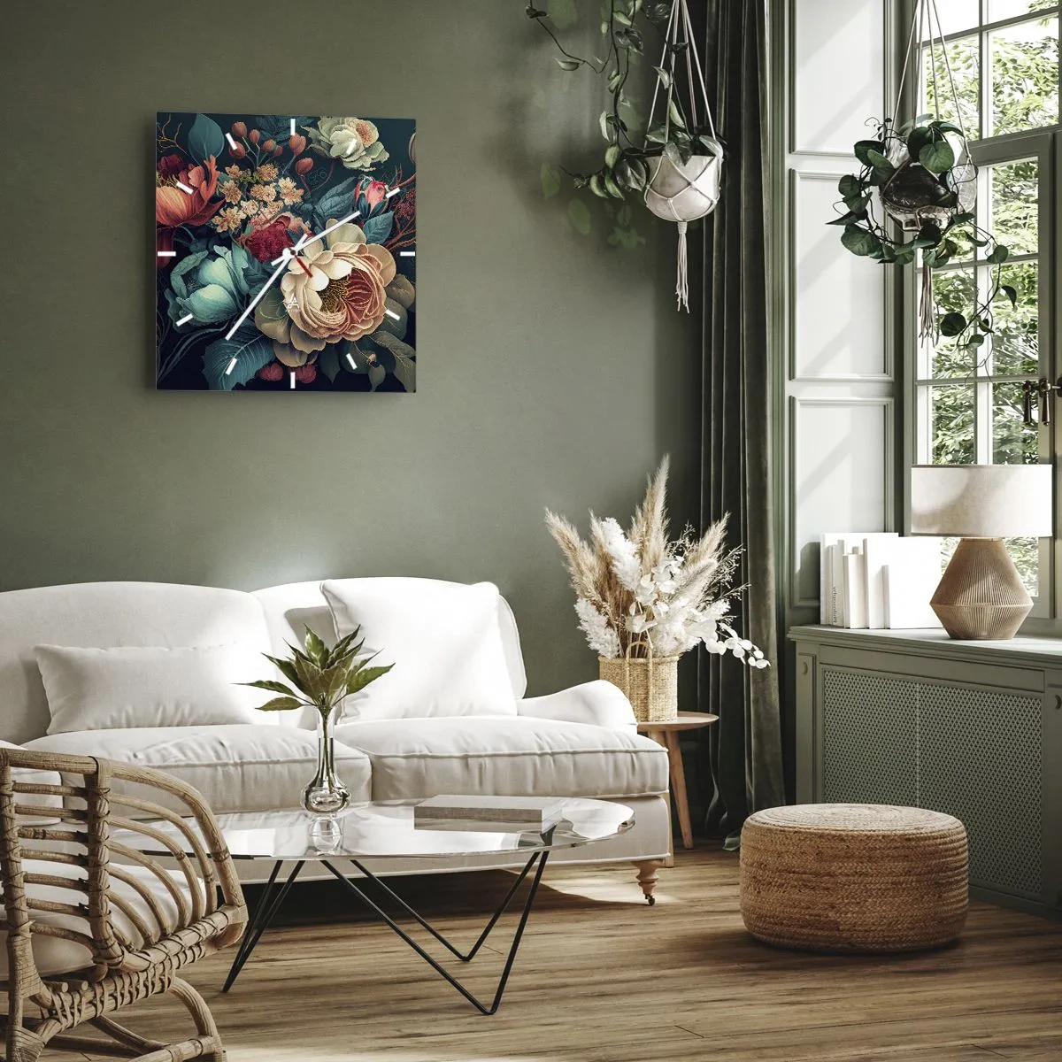 Reloj de pared - Reloj de vidrio - Encanto del siglo XIX - 30x30 cm