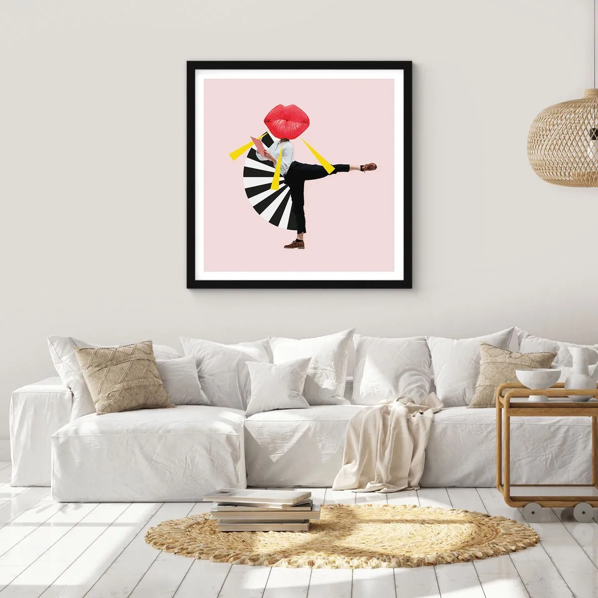 Póster en marco negro - Arte pop surrealista - 30x30 cm