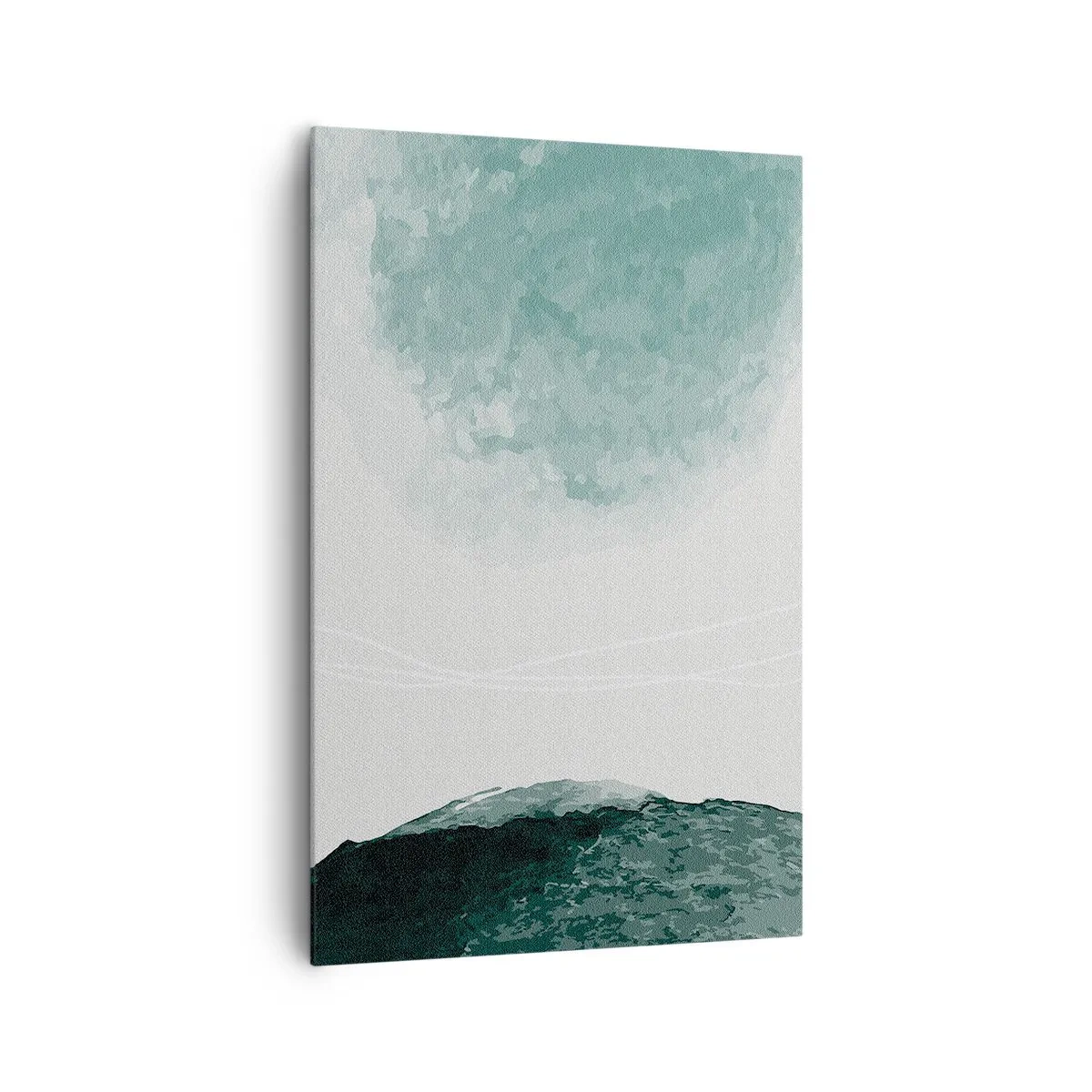 Cuadro sobre lienzo - Impresión de Imagen - Una delicada composición abstracta en tonos verdes con formas sutiles sobre un fondo claro. - 80x120cm - Un encuentro con la niebla - Decoración de pared moderna para salón y dormitorio ARTTOR