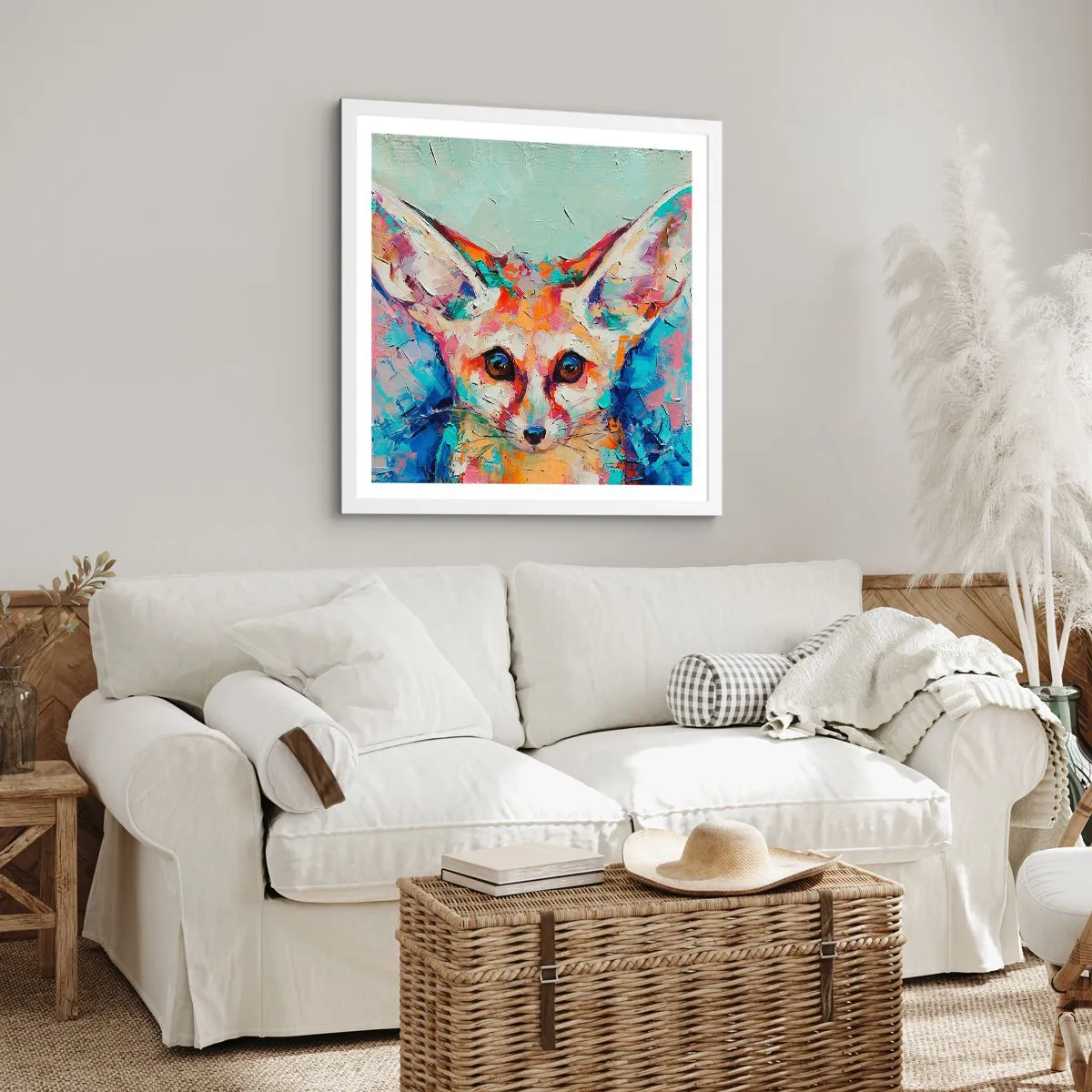 Póster en marco blanco - Mirada penetrante - 60x60 cm