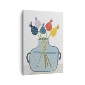 Cuadro sobre lienzo - Impresión de Imagen - Flores secas de colores en un jarrón sobre un fondo blanco. - 70x100cm - Como una semilla de amapola - Decoración de pared moderna para salón y dormitorio ARTTOR