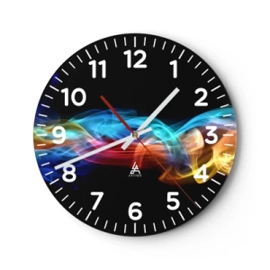 Reloj de pared - Reloj de vidrio - Una danza de nieblas de arco iris - 40x40 cm