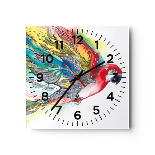 Reloj de pared - Reloj de vidrio - Vivir con colorido - 30x30 cm