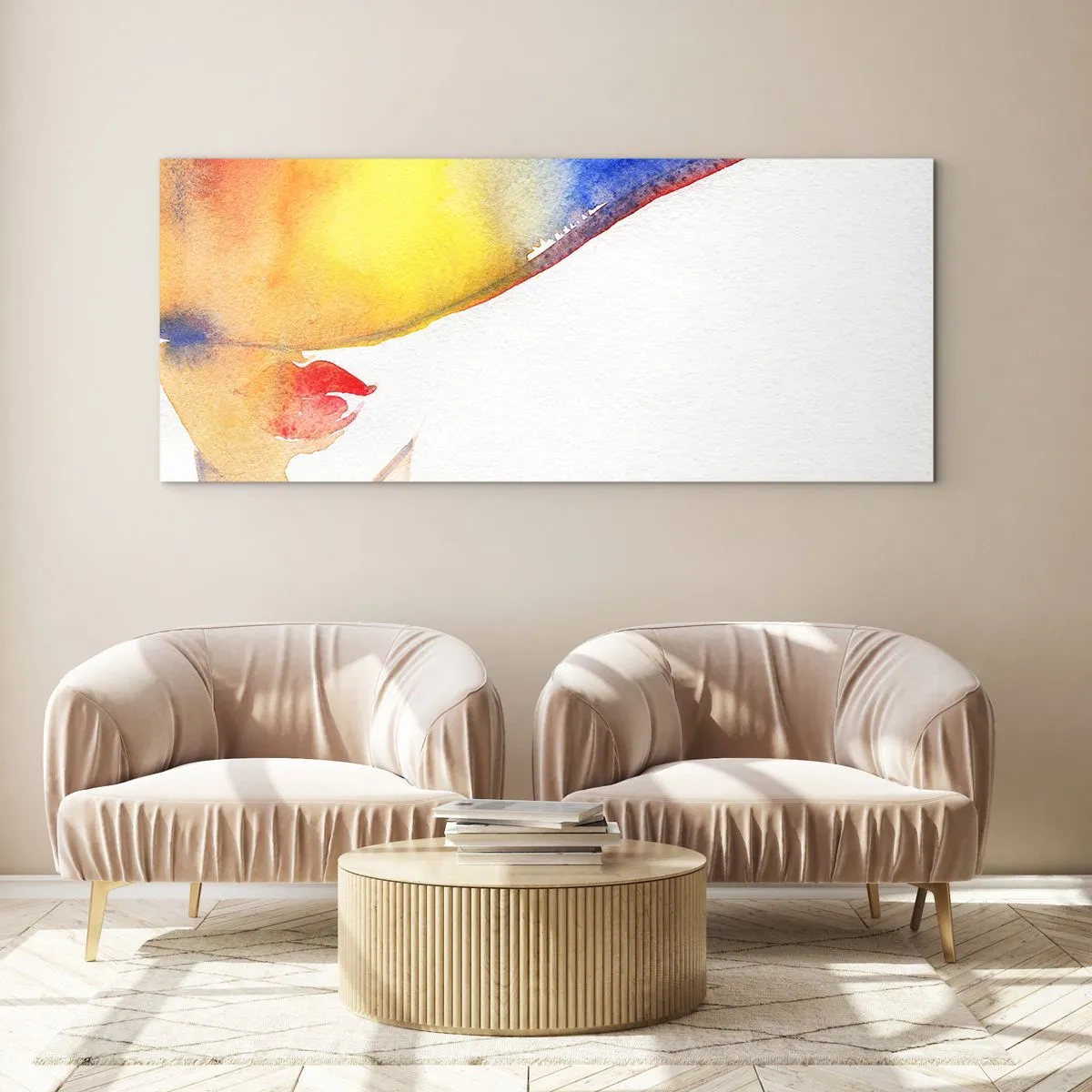 Cuadro sobre vidrio - Impresiones sobre Vidrio - Retrato de una dama    - 100x40 cm