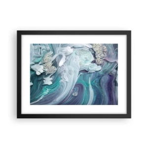 Póster en marco negro - Corrientes de azul - 40x30 cm