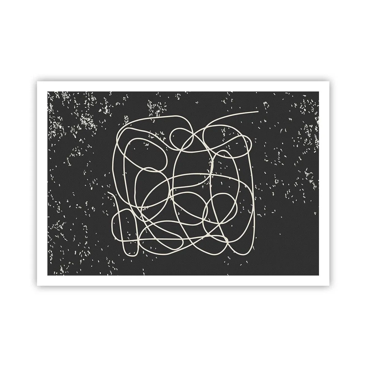 Póster - Línea abstracta sobre fondo negro con finos detalles. - 100x70cm - Pensamientos errantes - Decoración de pared moderna para salón y dormitorio ARTTOR