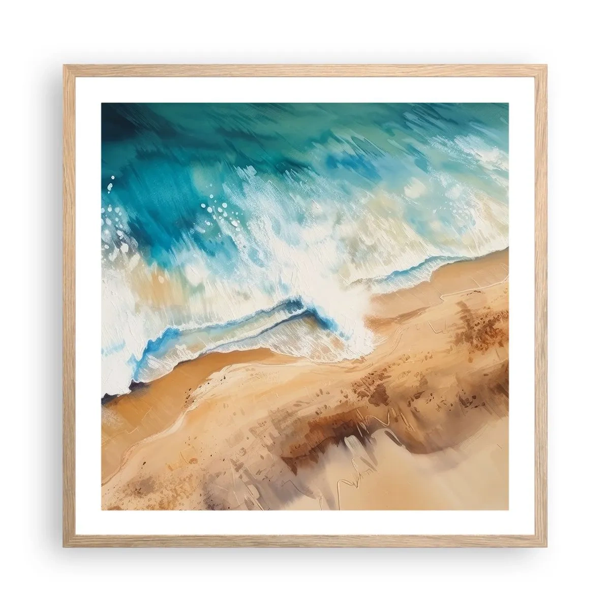 Póster en marco roble claro - Olas recurrentes - 60x60 cm