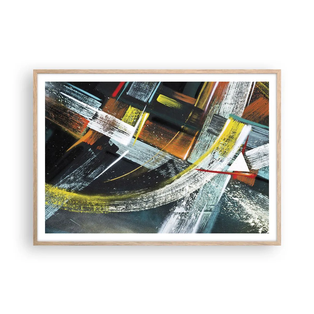 Póster en marco roble claro - La energía del movimiento - 100x70 cm