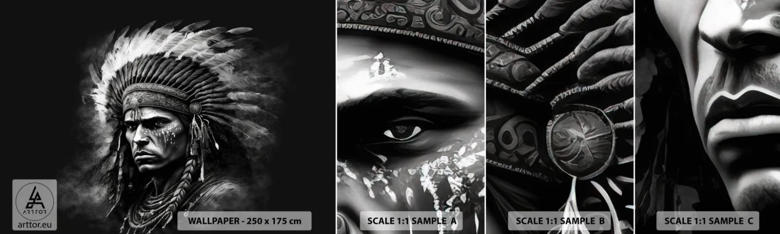 Muestra De Fotomural Standard Eco - Líder y guerrero - indio, tribus, Étnico - 100x30 cm